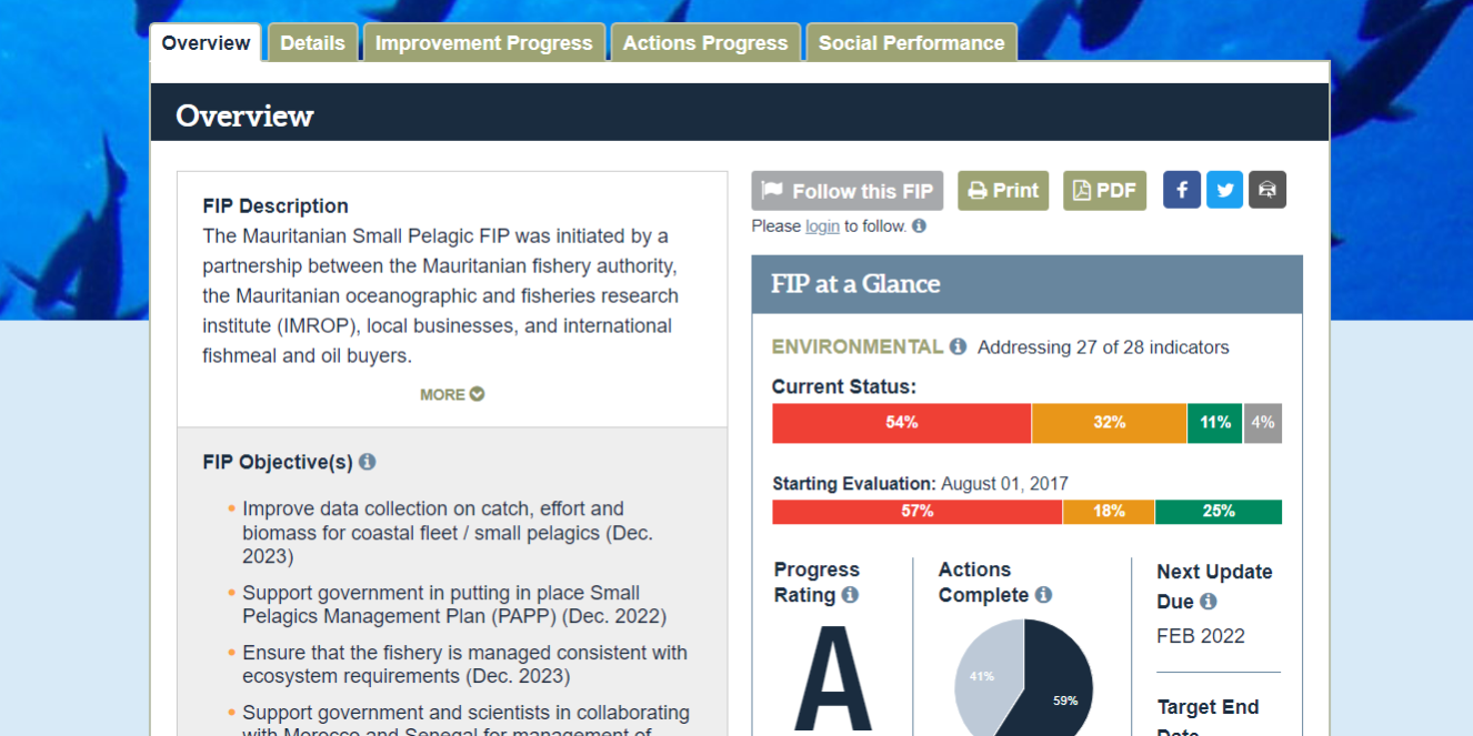 THE SMALL PELAGICS FIP IN MAURITANIA RECEIVED THE “A” GRADE